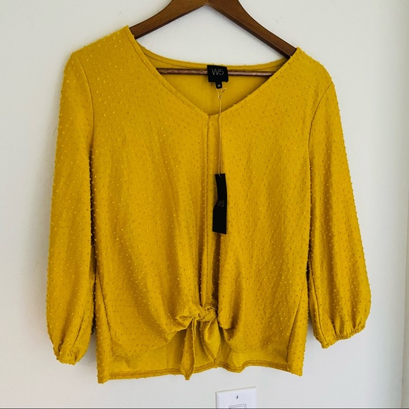 W5 Tops - Mustard Yellow W5 Women’s Shirt XL Tie-Knot Front
